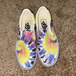 Tie Dye Women’s Slip on Vans - Worn once - Size 6